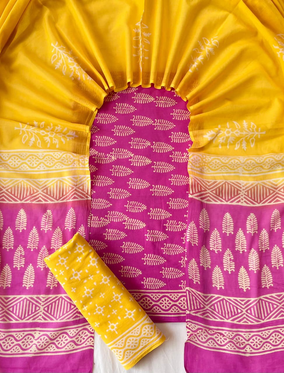 Block printed cotton salwar with cotton dupatta