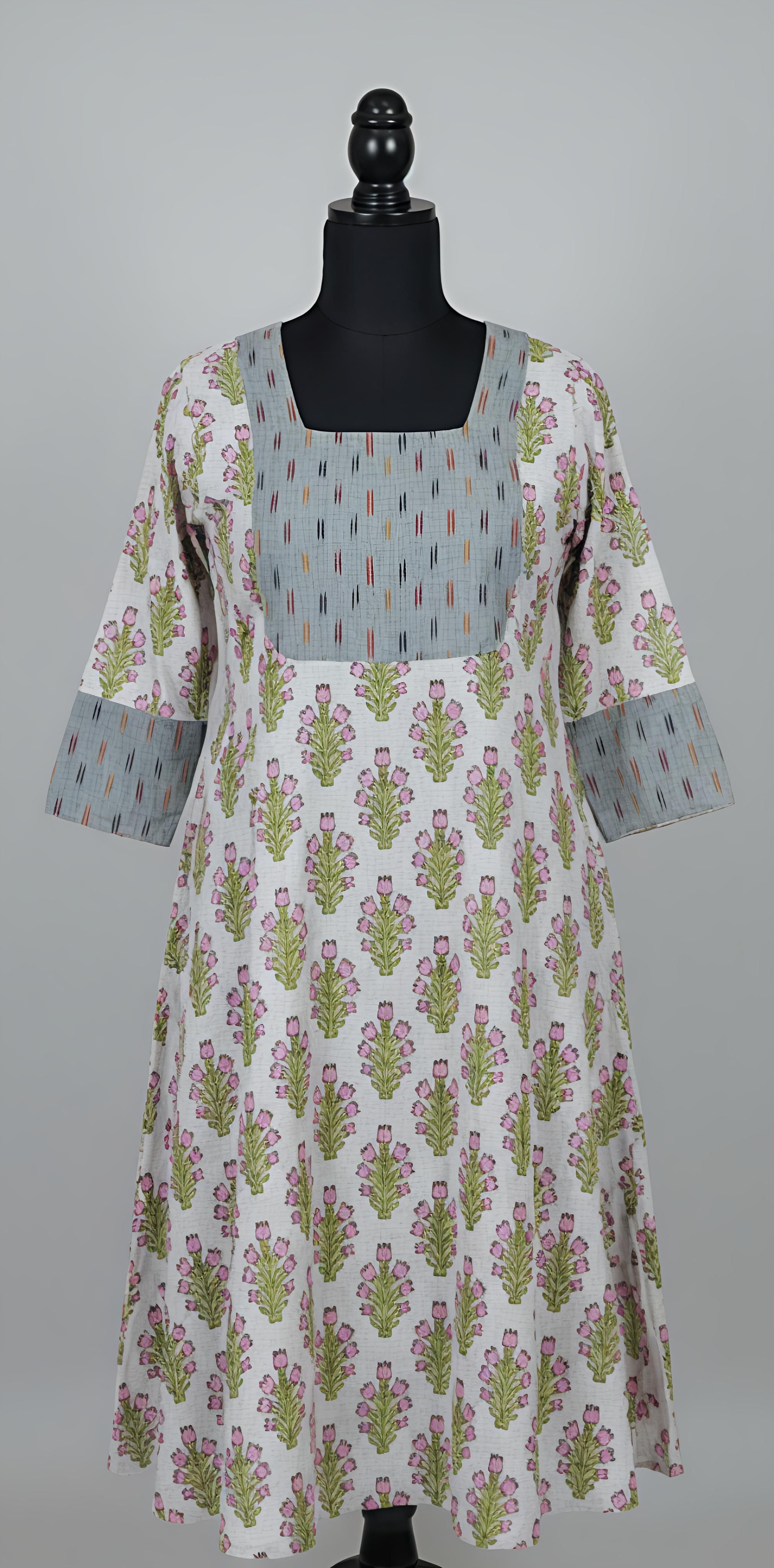 Block printed Anarkali