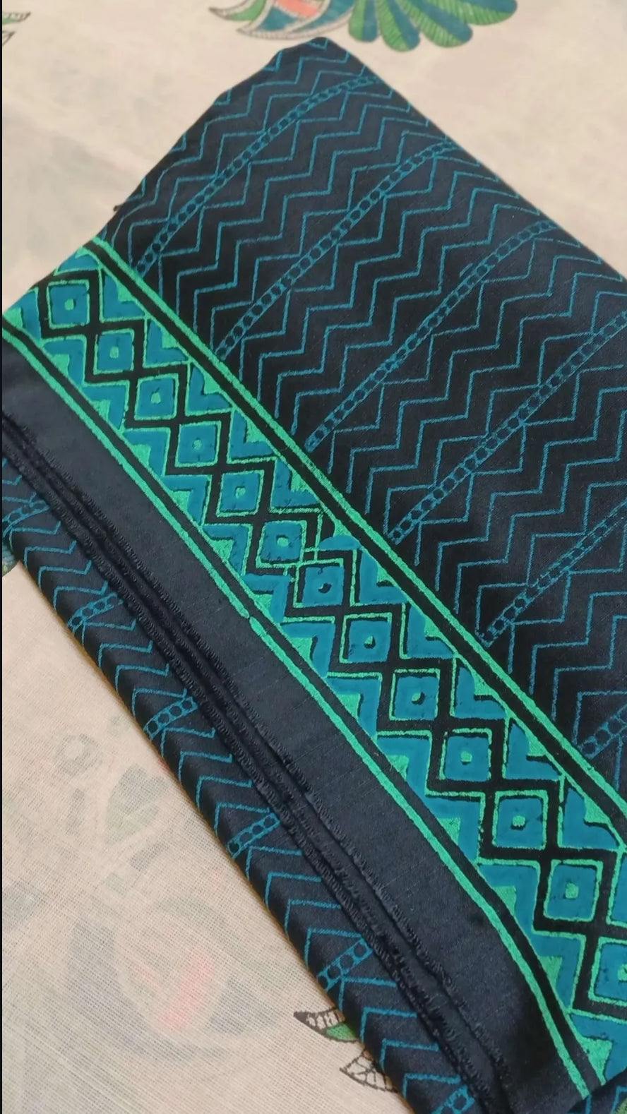 Madhubani prints on cotton saree