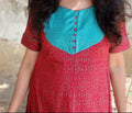 Wine Red anarkali with self prints