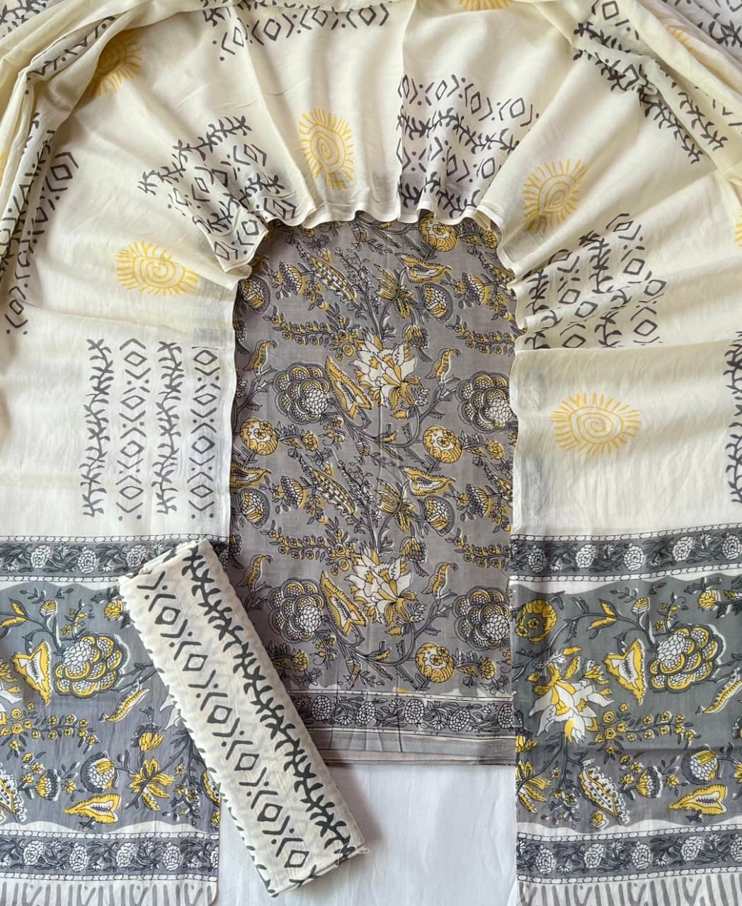 Block printed cotton salwar with cotton dupatta
