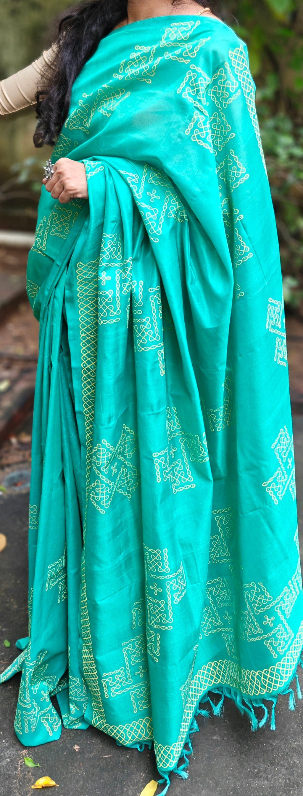 Kolam silk cotton saree with blouse