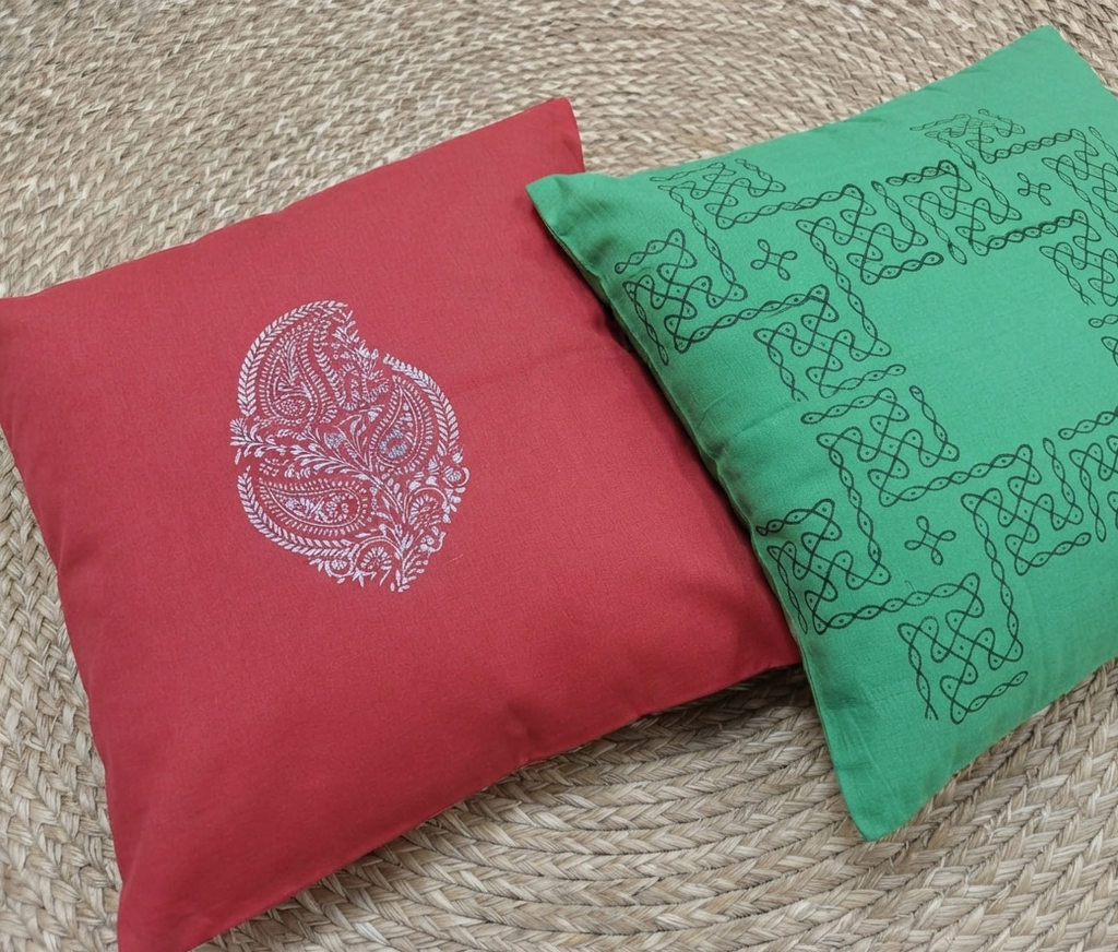 Block printed cushion cover (Set of 2- pack of 5sets)