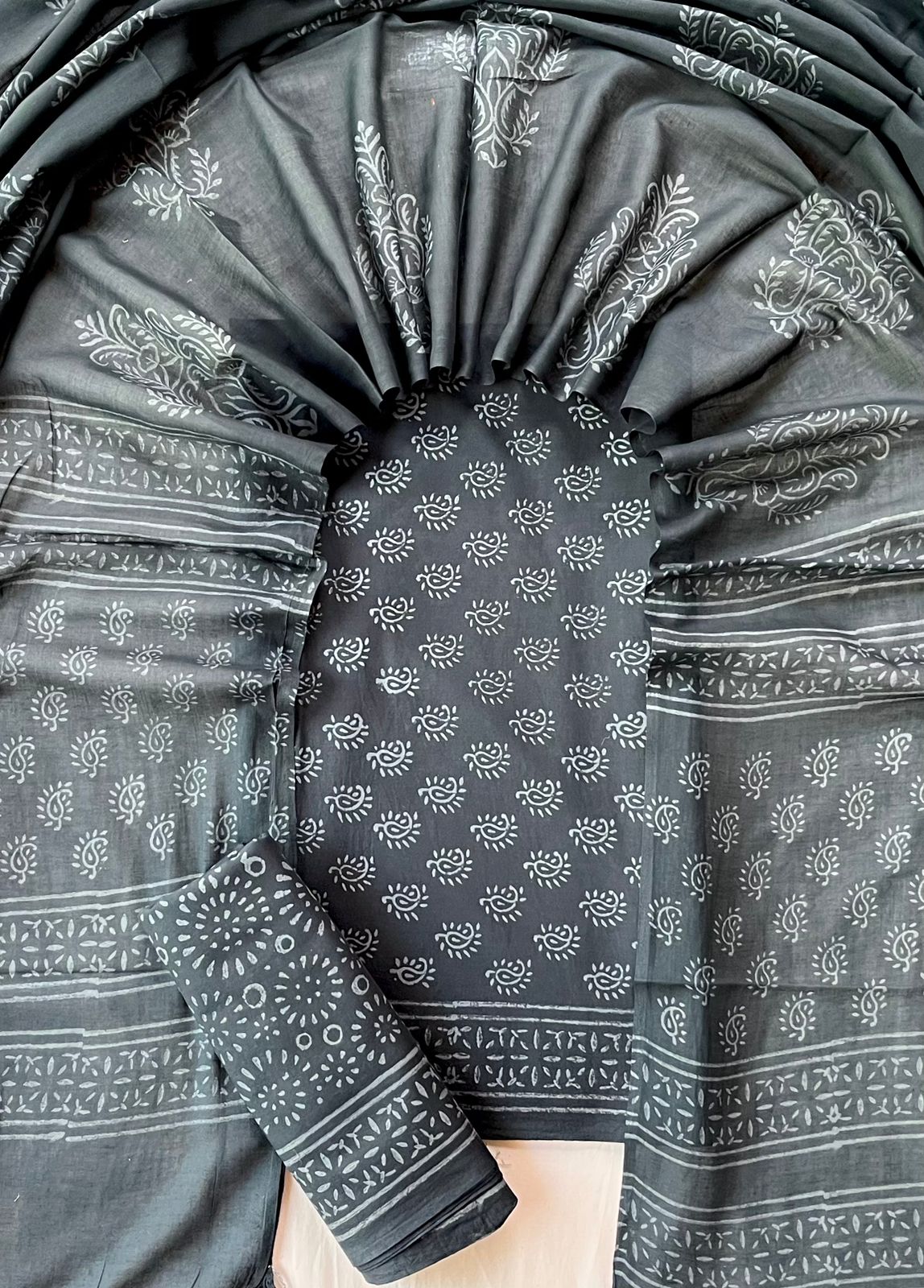 Block printed cotton salwar with cotton dupatta