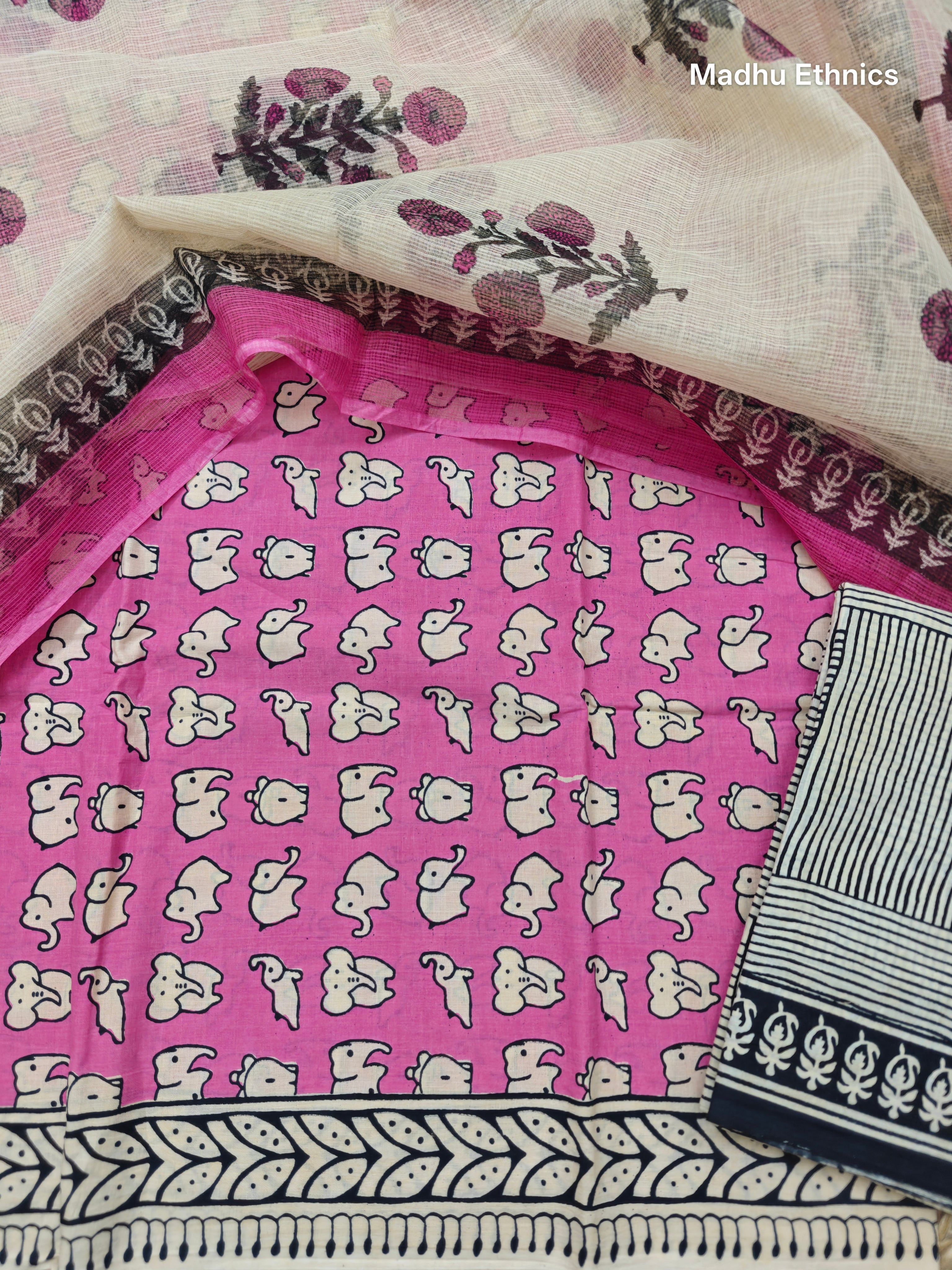 Haathi  Cotton salwar kameez with kota cotton dupatta