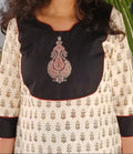 Block printed off white kurta