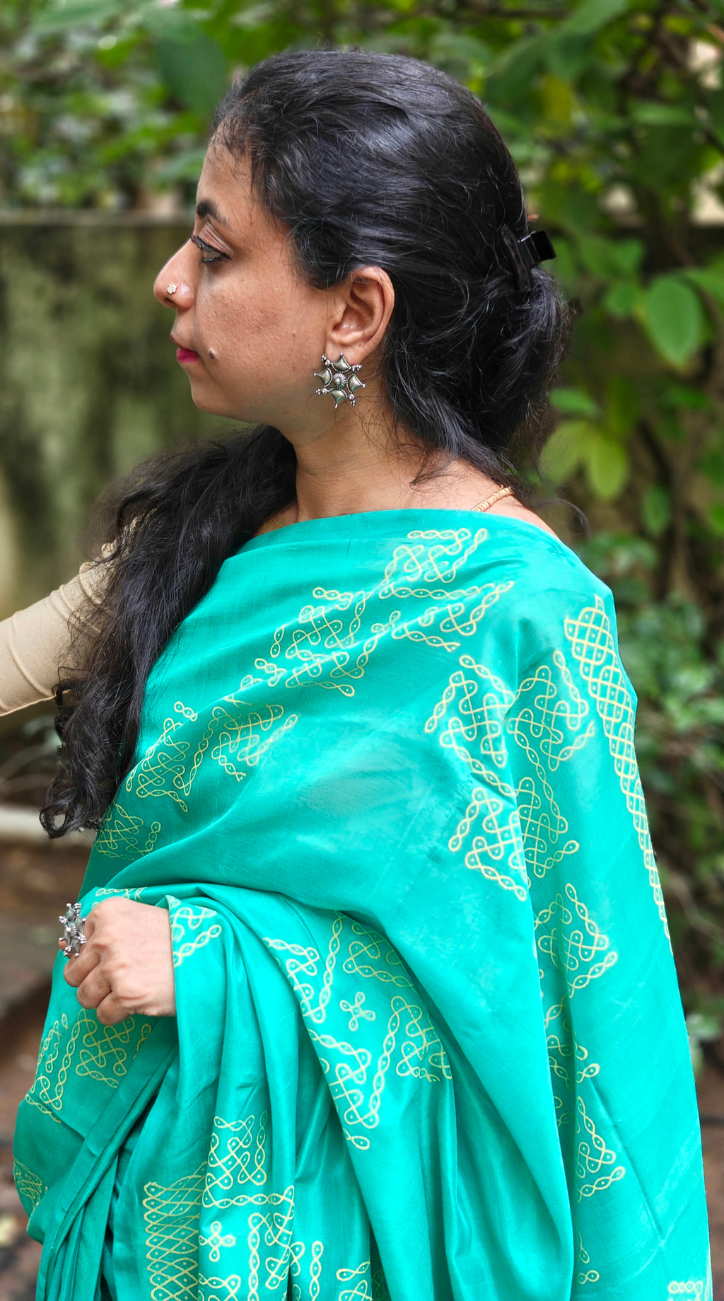 Kolam silk cotton saree with blouse