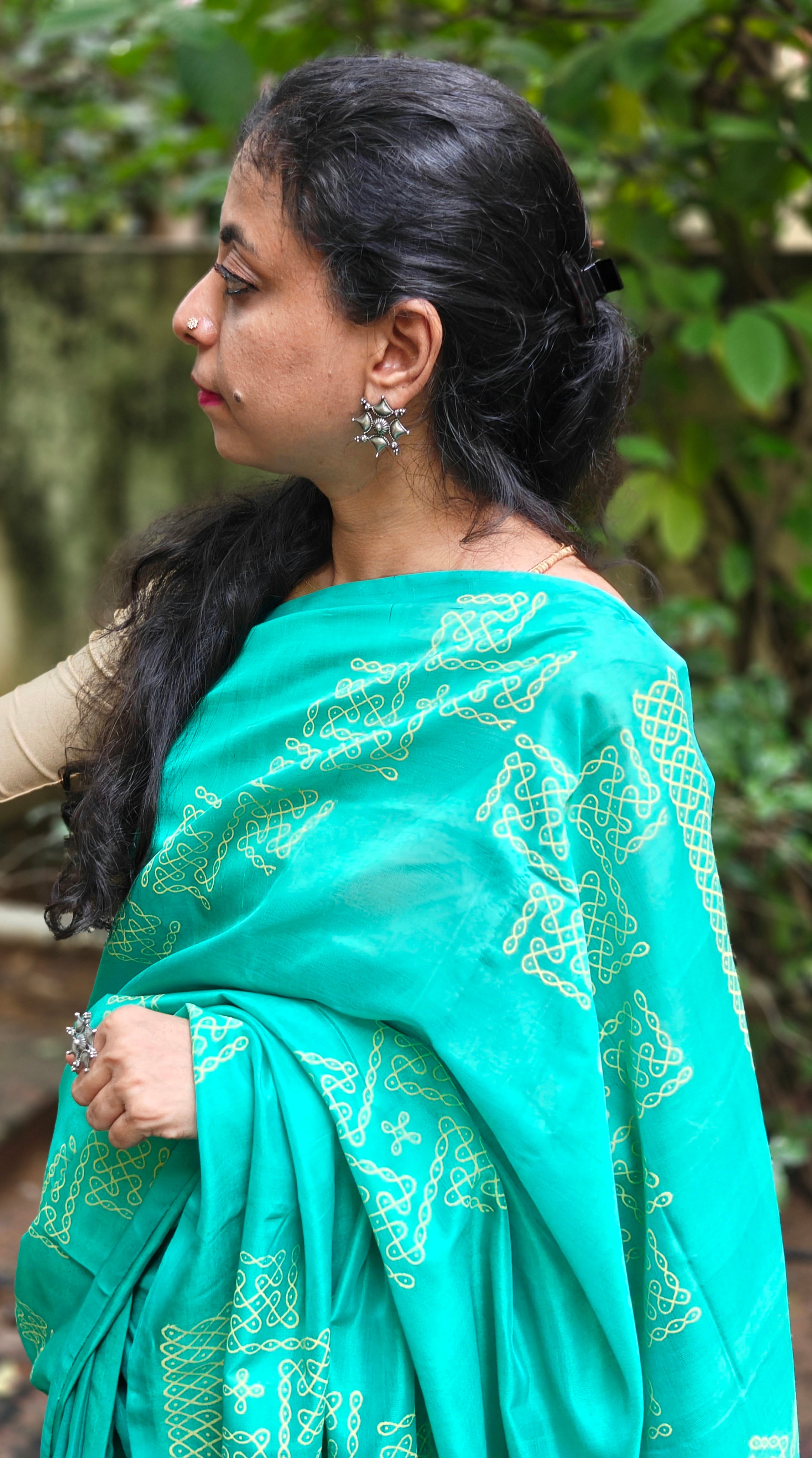 Kolam silk cotton saree with blouse