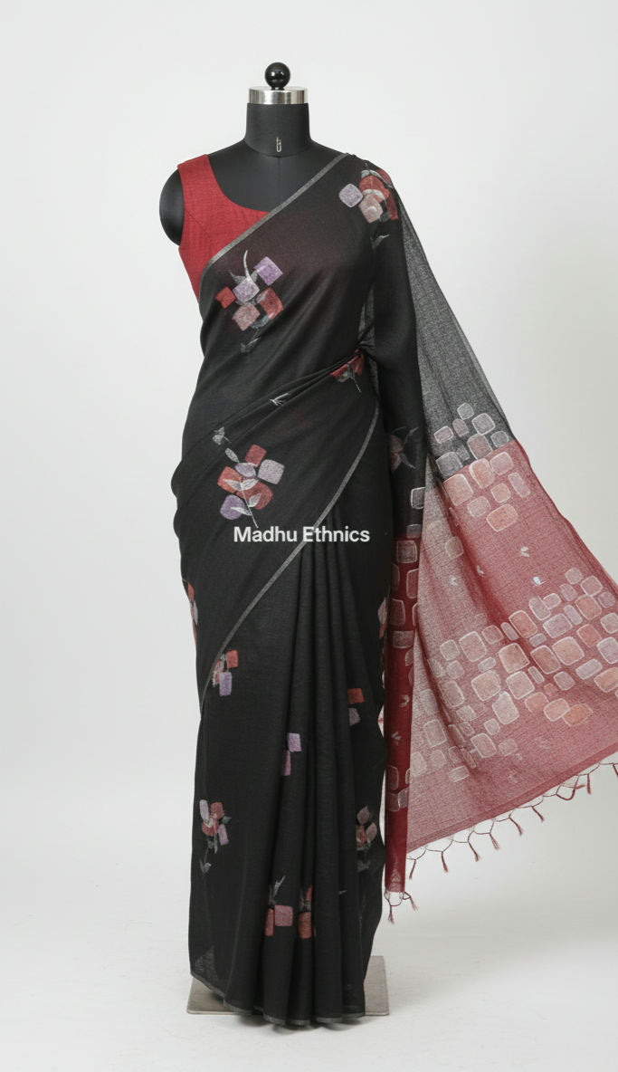 Black beauty: Hand-painted linen