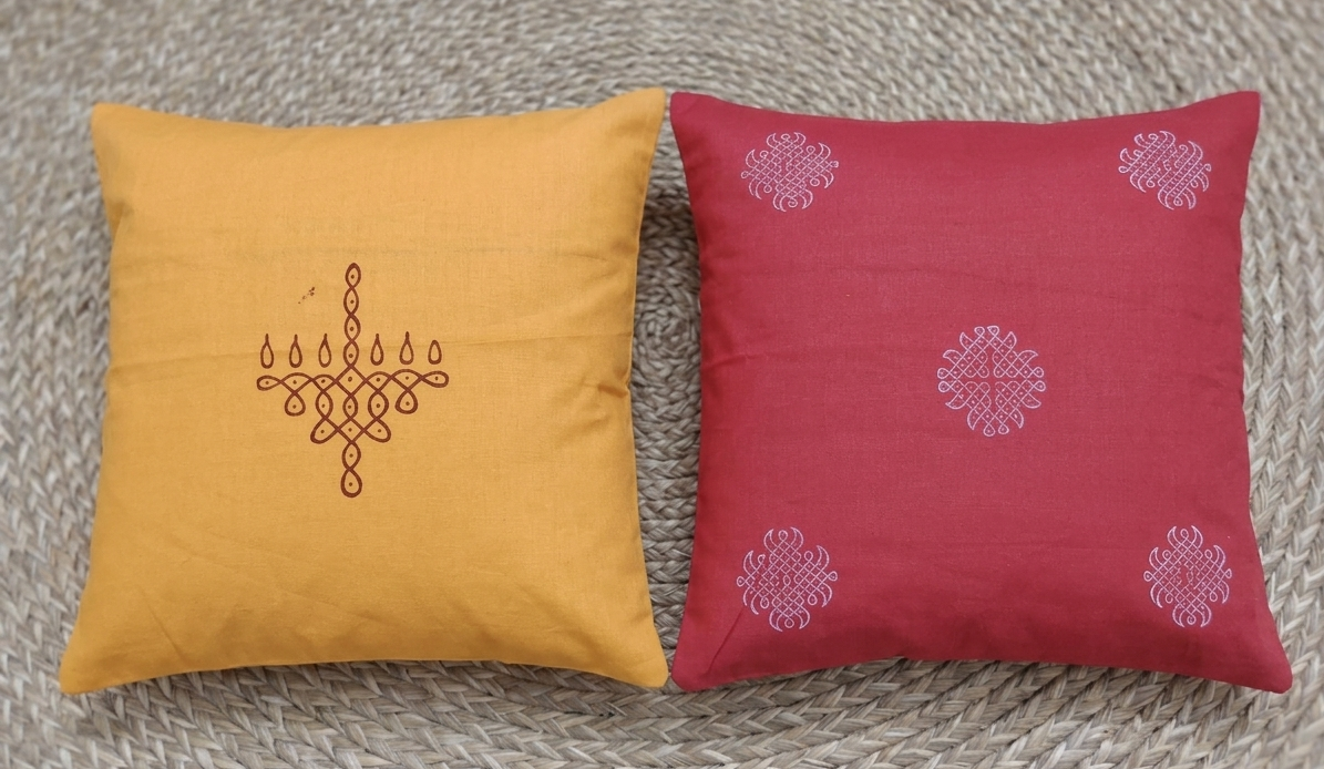 Block printed cushion cover (Set of 2- pack of 5sets)