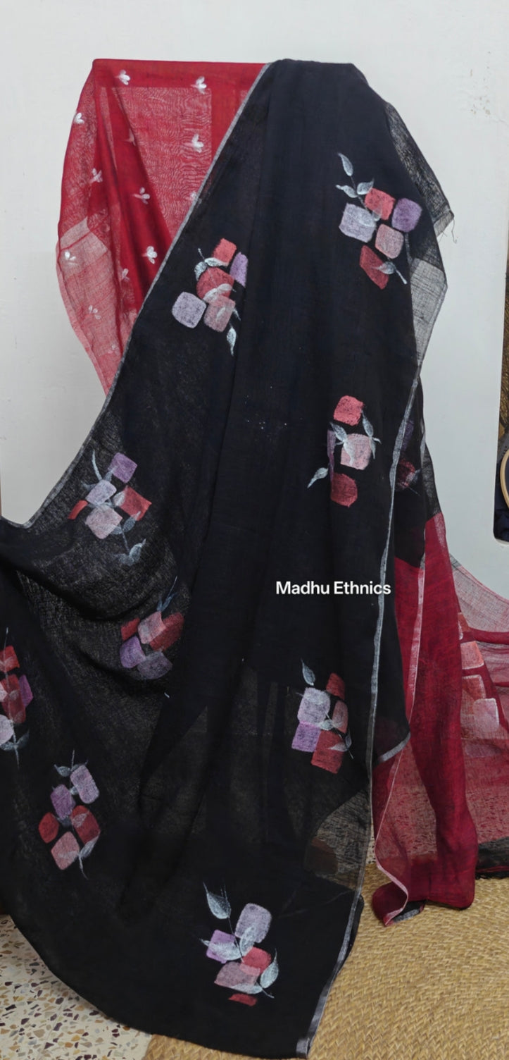 Black beauty: Hand-painted linen