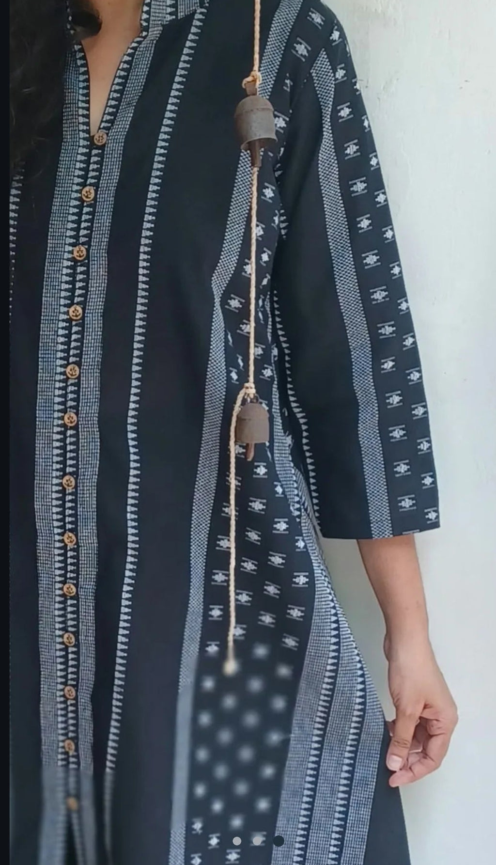 Handloom black kurta