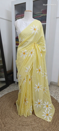 Hand painted organza silk saree