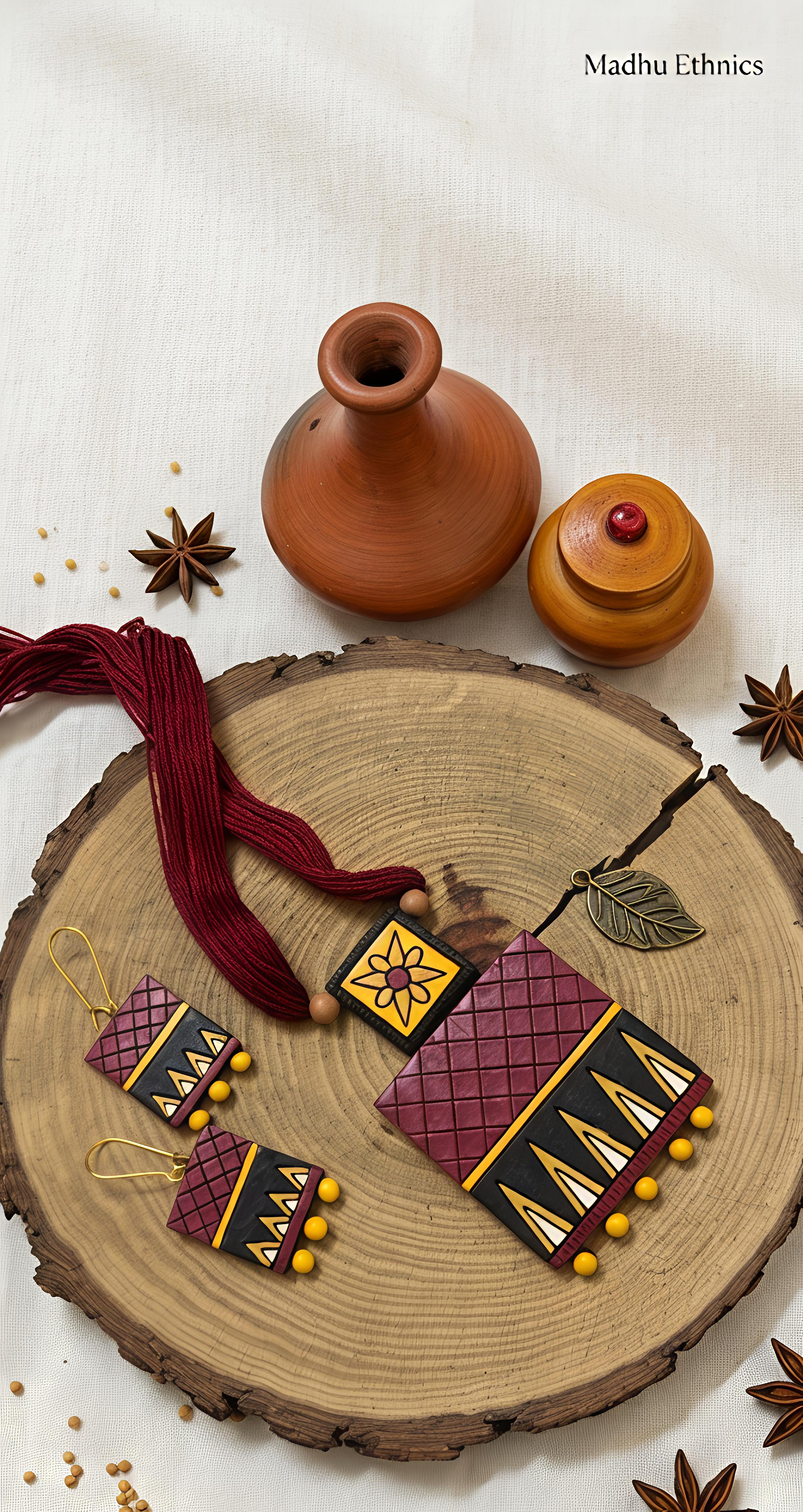 Vibhrāj Terracotta jewellery set