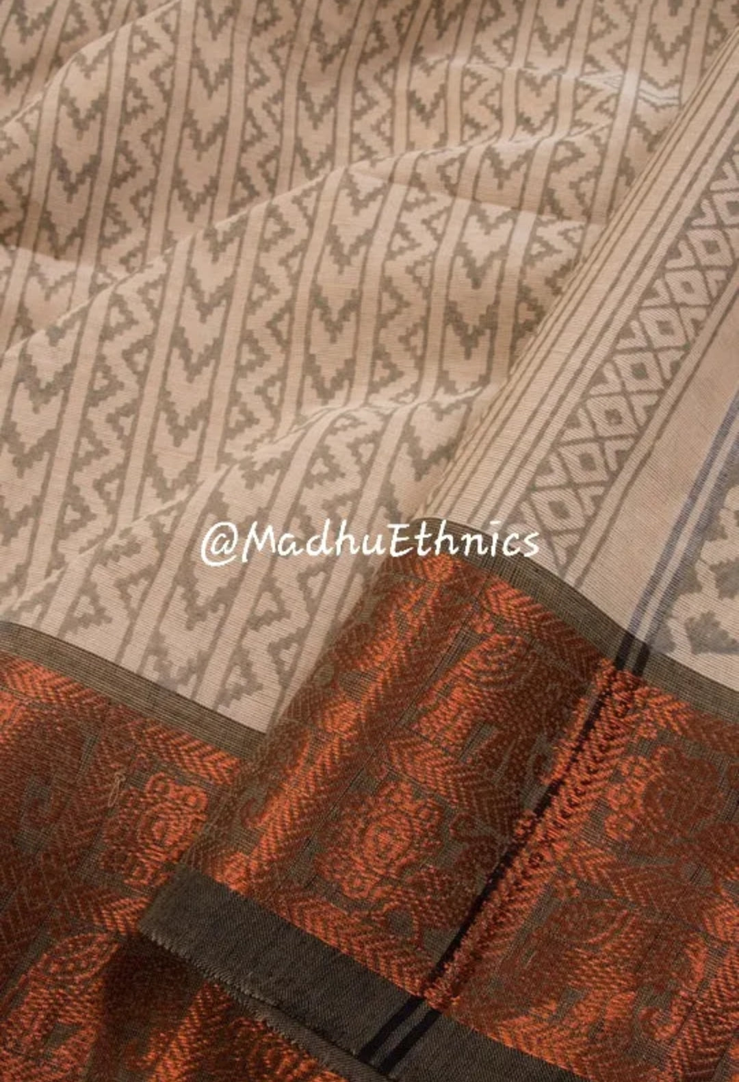 Block printed cotton saree