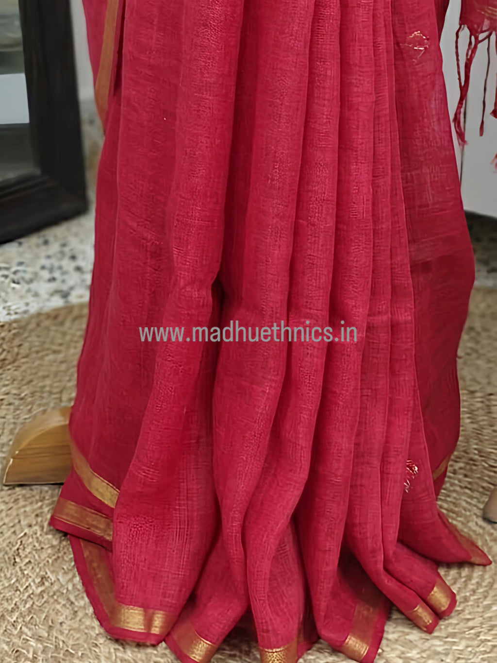 Pure linen saree with blouse