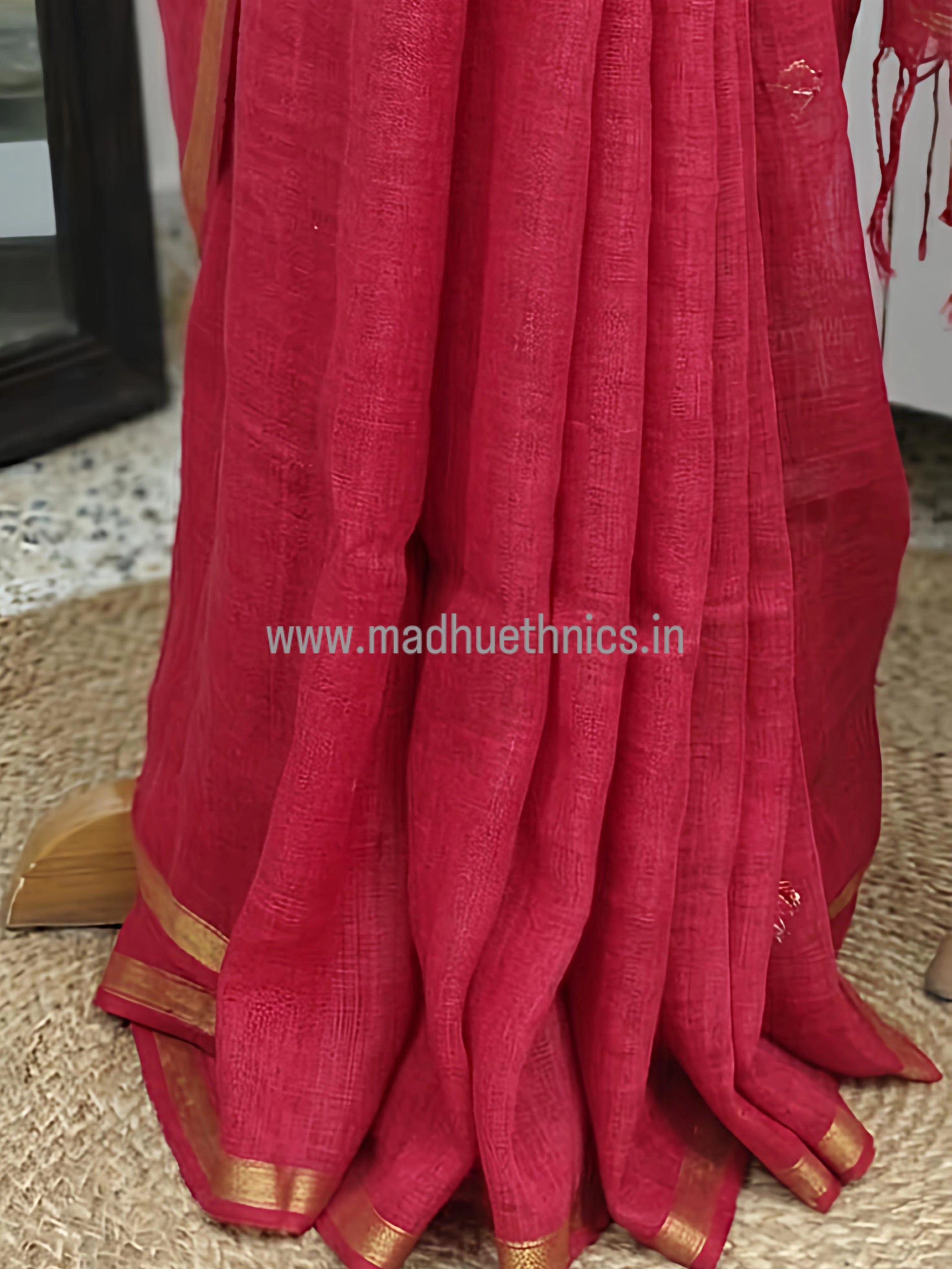 Pure linen saree with blouse