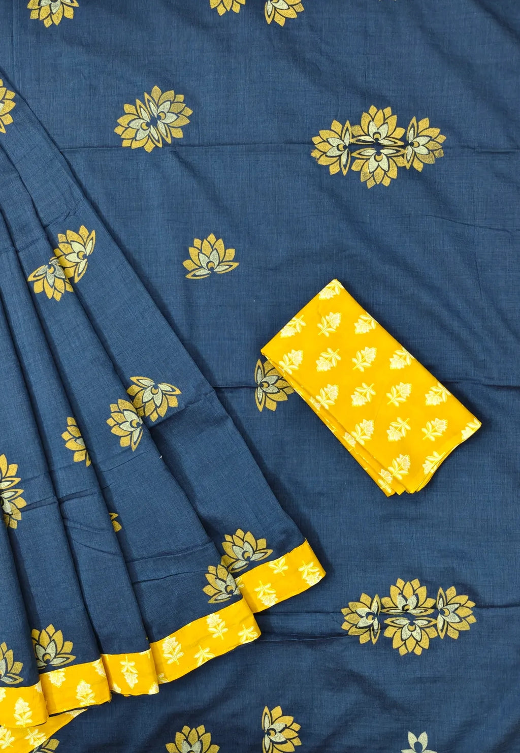 Taamara : Block printed khadi cotton saree