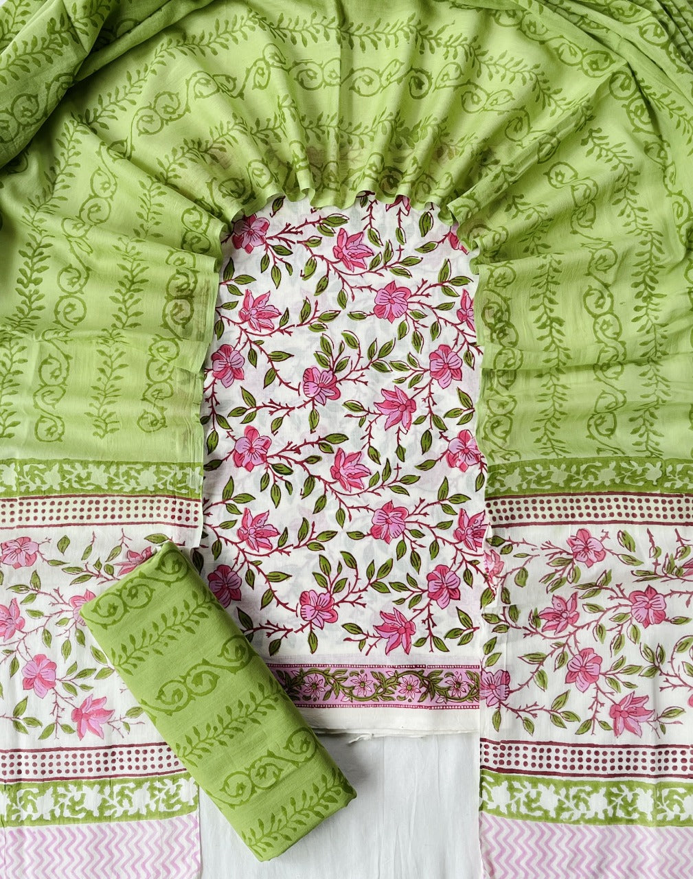 Block printed cotton salwar with cotton dupatta