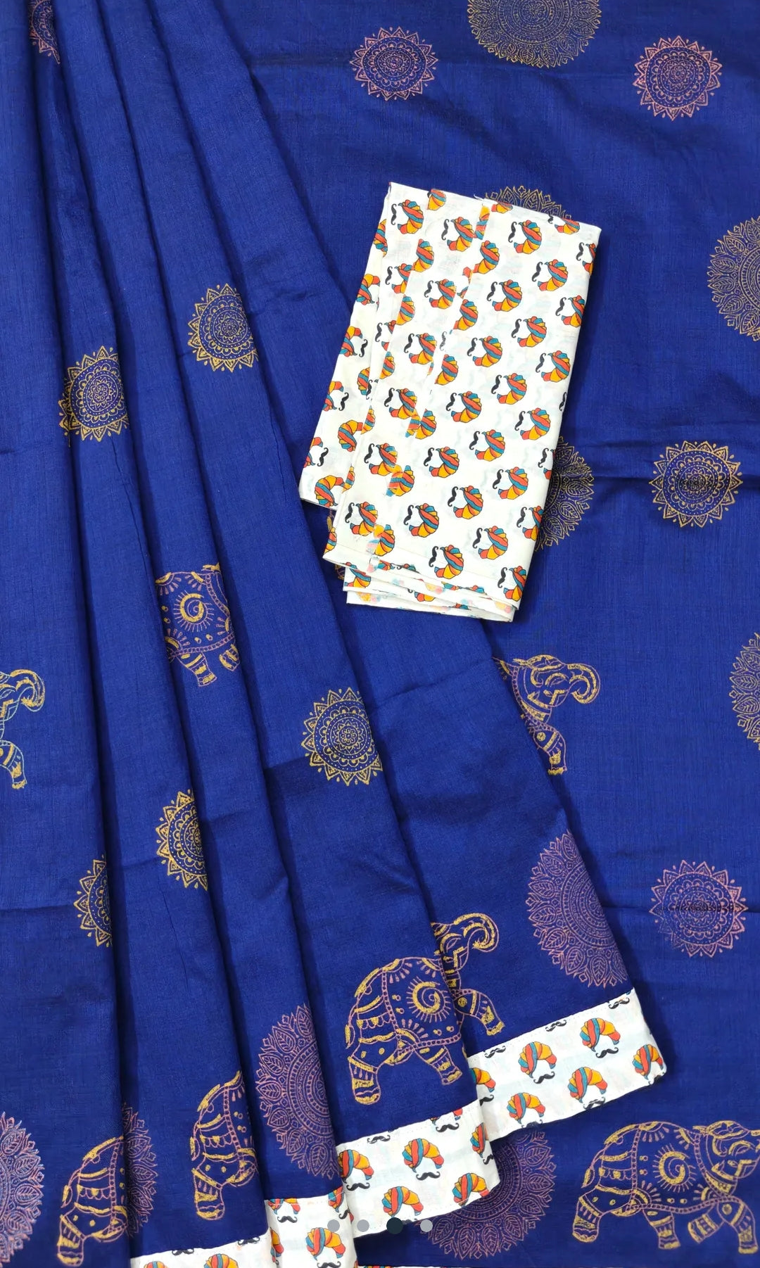 Khadi cotton Dual blouse saree