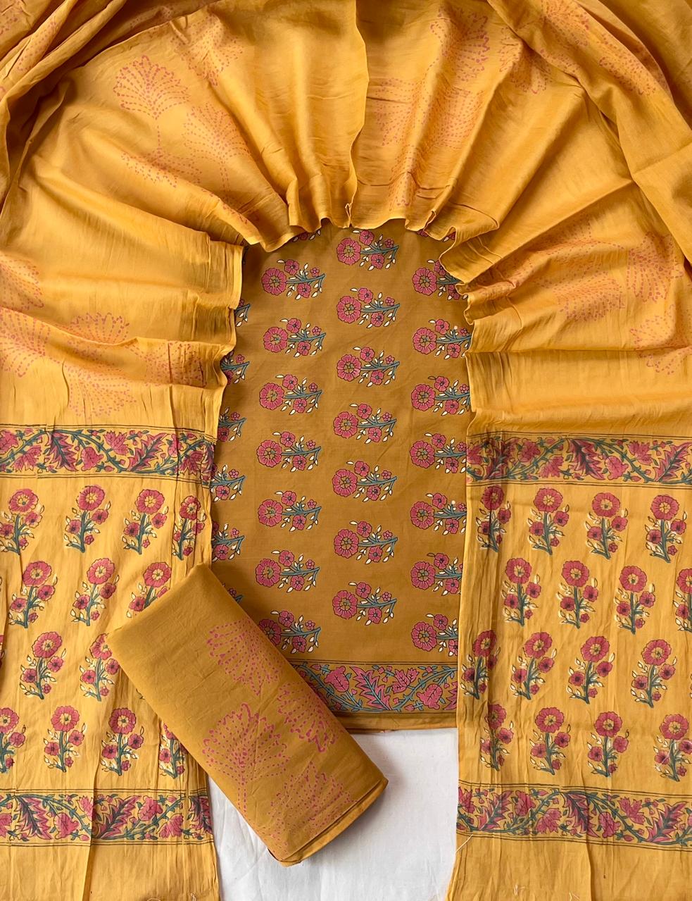 Block printed cotton salwar with cotton dupatta