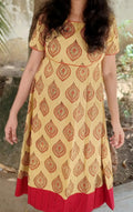 Madhubani prints on beige anarkali
