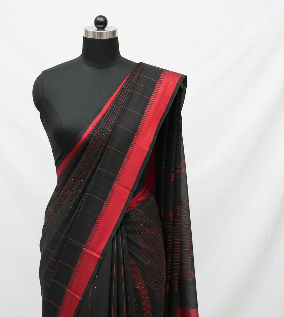 Black party wear saree