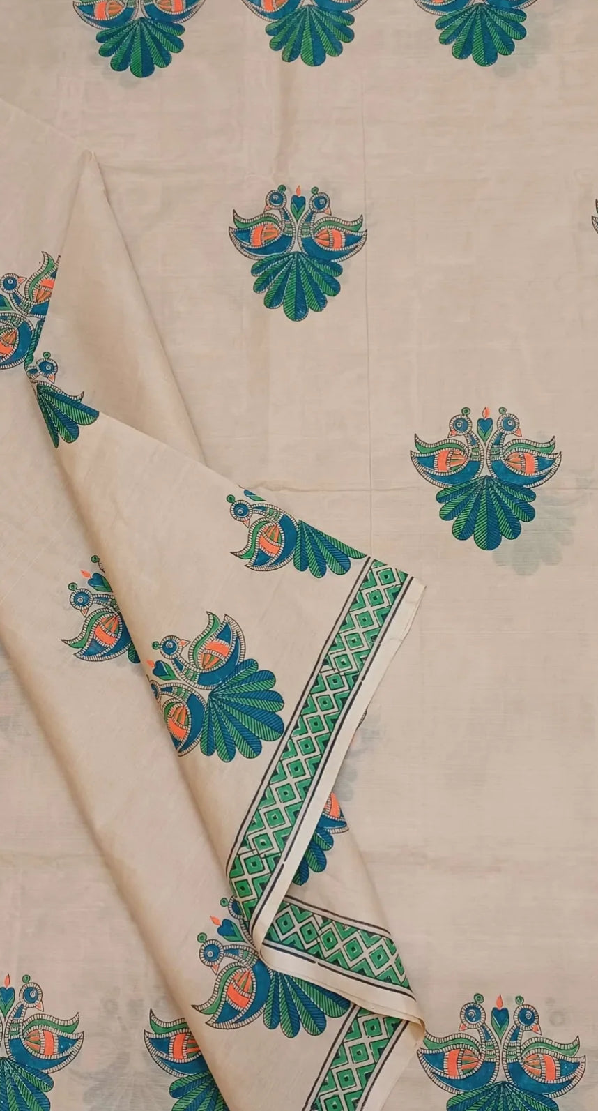Madhubani prints on cotton saree