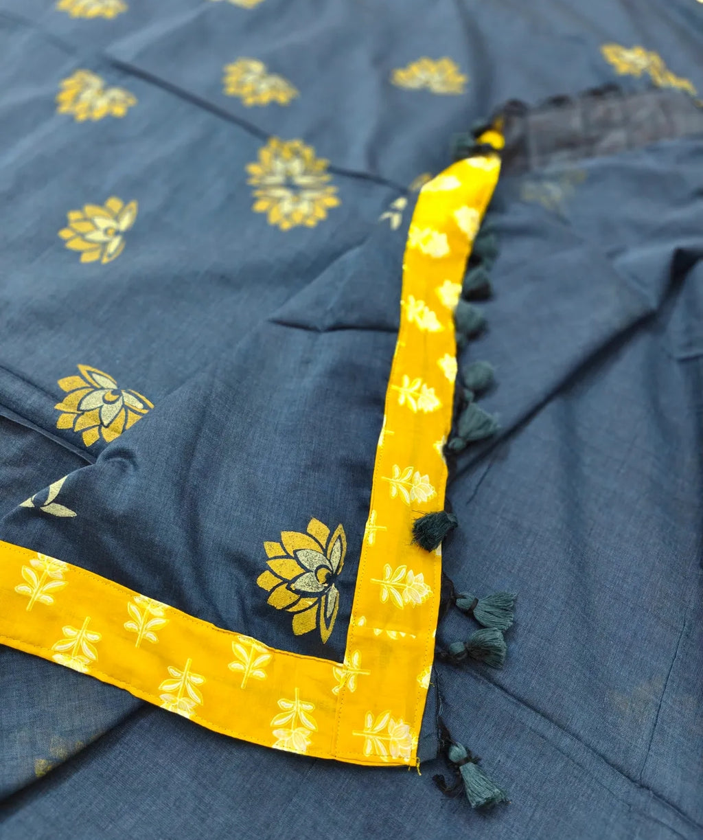 Taamara : Block printed khadi cotton saree
