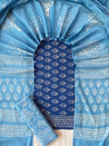 Blue Block printed salwar with cotton dupatta